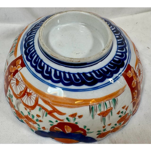 Vintage Scalloped Edge Imari Bowl Decorated With Vibrant Floral Motifs ...