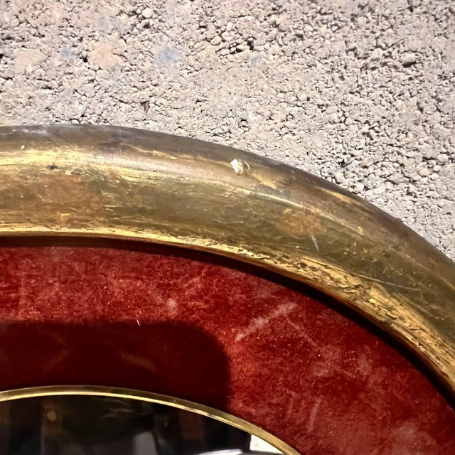 AMBIANIC presents 1950s Gold Leaf Decorative Italian Round Wall Mirror 13 diameter x 1 thick Original vintage unrestored...