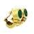 1980s GWK 18k Gold Chrysoprase Intaglio Diamond Earrings, Pair For Sale - Image 4 of 12