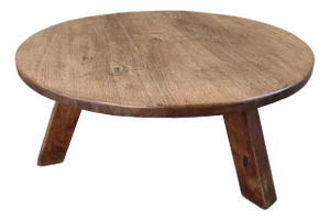 Large Mid-Century Modern Round Oak Coffee Table, 1970s