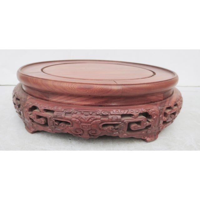 Chinese Vintage Large Chinese Hardwood Vase Stand 9" Diameter For Sale - Image 3 of 9