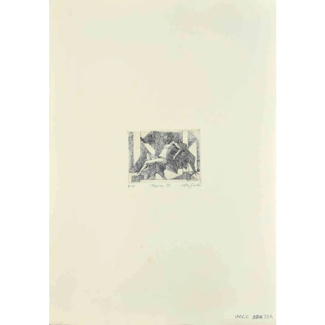 Rest is an original etching realized by Leo Guida in 1989. Good condition. Mounted on a white cardboard passepartout...