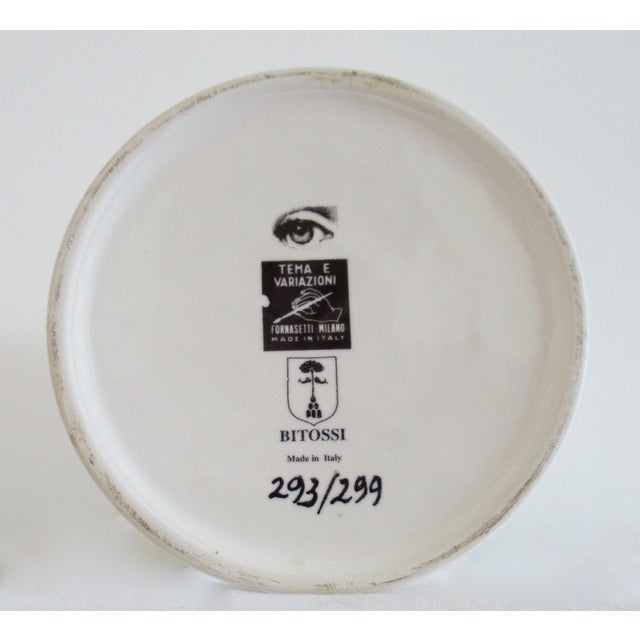 Vintage; Italian eccentric, surrealist artist/designer, Pieror Fornasetti's, original, Hand-Made ceramic "Bindi" vase and...