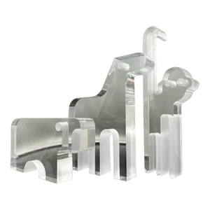 Italian Lucite Acrylic Animal Sculpture by Silvio Russo for Guzzini, 1970s Set of 3, Horse, Hippo, Monkey