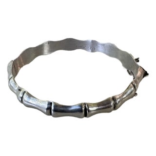 Sterling Silver Bamboo Hinged Bracelet For Sale
