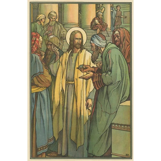 Antique Religion Illustration of the Tribute Money, 1913, Print For Sale - Image 4 of 5