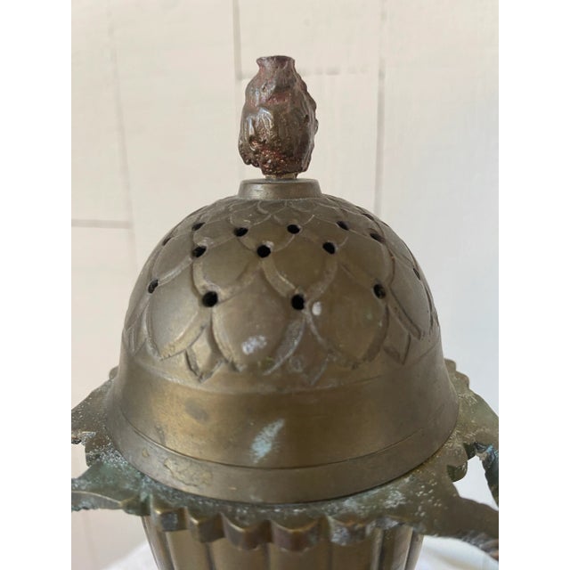 Vintage Empire Style Brass Goat or Ram Heads Incense Burner For Sale - Image 10 of 12