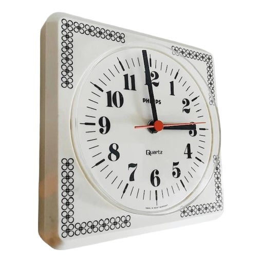 Vintage Cream Kitchen White Wall Clock from Philips, 1980s For Sale