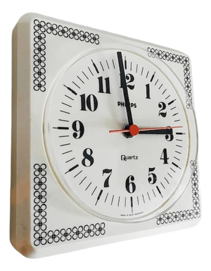Vintage Cream Kitchen White Wall Clock from Philips, 1980s