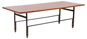 Mid-Century Italian Teak, Enamelled Iron and Brass Coffee Table, 1960s