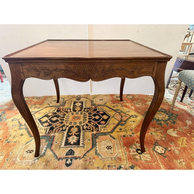 Italian Vintage Fruitwood Game Table With Beautiful Carving For Sale - Image 11 of 12