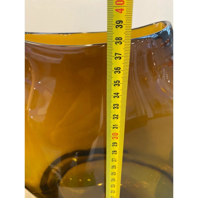 Mid-Century Modern Italian Unique Artistic Murano Glass Vases Amber/Fume' For Sale - Image 3 of 7