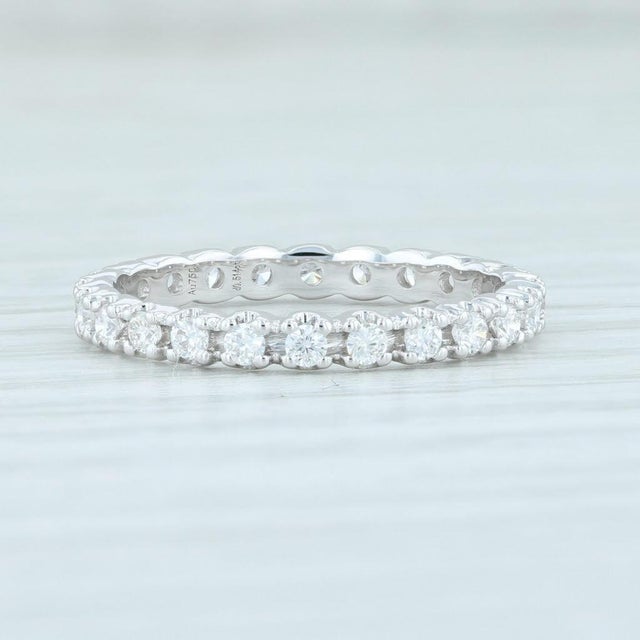 2020s New 0.51ctw Diamond Eternity Ring 18k White Gold Size 6 Wedding Stackable Band For Sale - Image 5 of 7