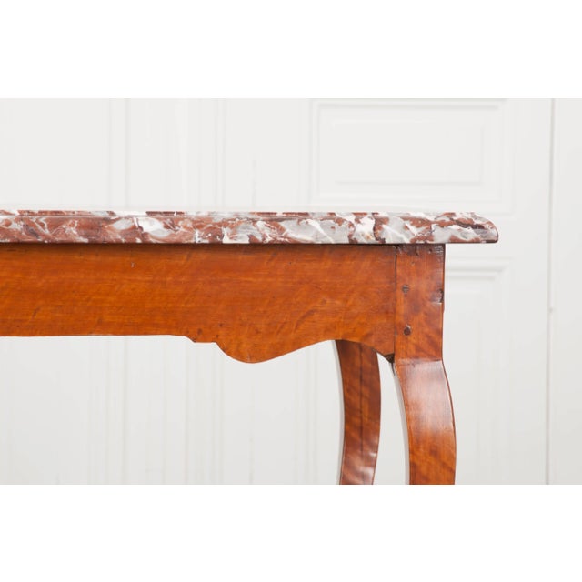 French French 19th Century Birch Writing Table With Red Marble Top For Sale - Image 3 of 11