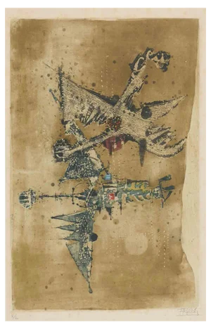 Johnny Friedlaender, L'Oiseau Bleu, Etching, 1970s