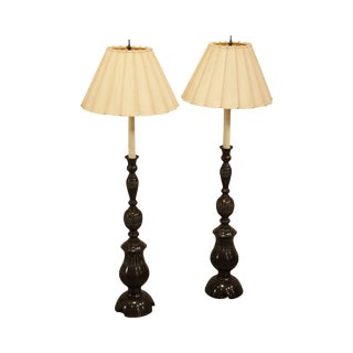 Japanese Bronze Pair Floor Lamps For Sale