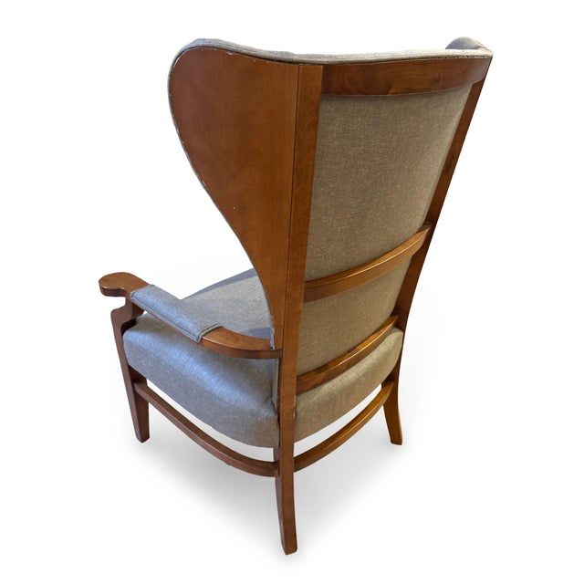 Gray 1990s Wingback Biedermeier-Style Lounge Chair For Sale - Image 8 of 12