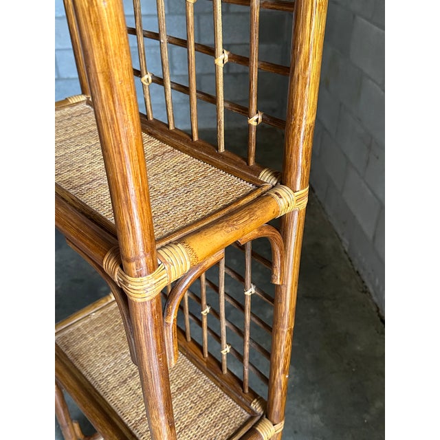 Tan 1980s Bamboo and Cane Etagere Shelf For Sale - Image 8 of 11