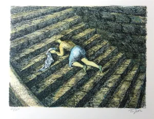 Roland Topor, The Staircase, 1973, Lithograph