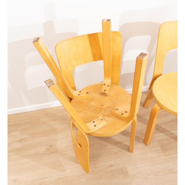 E66 Chairs attributed to Alvar Aalto for Artek, Finland, 1950s, Set of 3 For Sale - Image 6 of 8