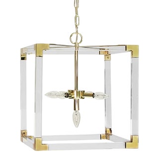 Matthew Izzo Home - Eli White Acrylic & Brass Pendant Light For Sale