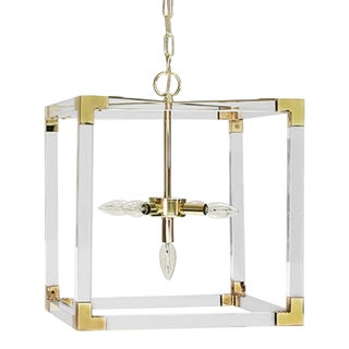 Matthew Izzo Home Eli White Acrylic & Brass Pendant Light For Sale