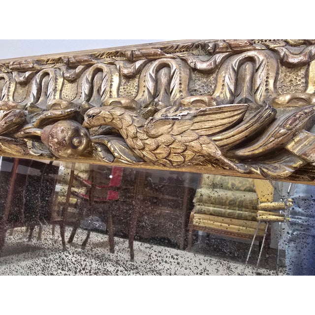 18th Century Mirror in Carved Gilt Wood Decorated with Birds, Fruit and Cherub, 1780 For Sale - Image 13 of 18