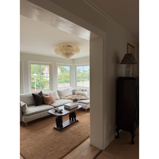 Il Sole Chandelier with Honey Colored Murano Glass Feather Prisms For Sale - Image 4 of 10