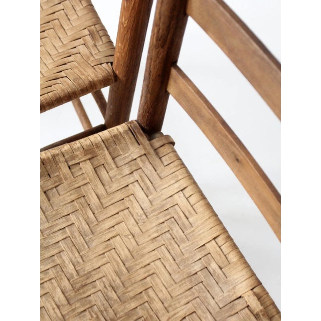 Antique Splint Weave Seat Chairs Pair For Sale - Image 9 of 13