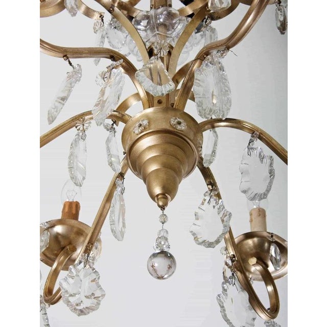 Metal Chandelier with Crystal Trimmings For Sale - Image 4 of 6