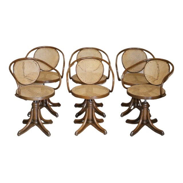 Bergere Model 5501 Swivel Armchairs by Thonet for ZPM Radomsko, Set of 6 For Sale