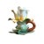 French Provincial Vintage Majolica Style Ceramic Flower Candlestick Holder For Sale - Image 3 of 5
