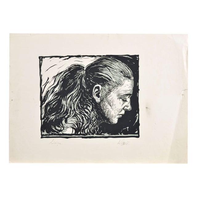 Albert Goltjakov, Meditation, 1960s, Monotype For Sale