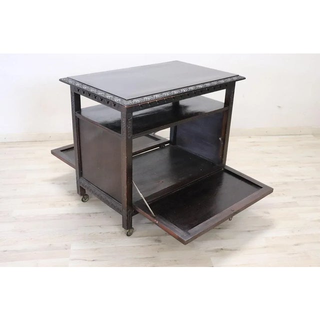 Bar Cart on Wheels in Beech Wood, Early 20th Century For Sale - Image 9 of 12