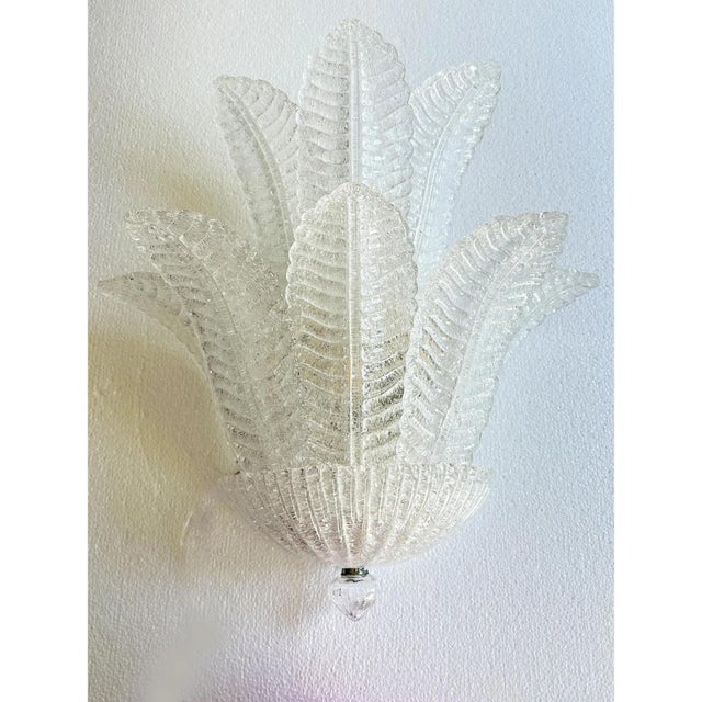 Glass Venetian Transparent Graniglia Leaves Murano Glass Wall Sconce by Simoeng For Sale - Image 7 of 8