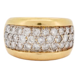 Gold and Diamond Bangle Ring, Size 7.5 For Sale