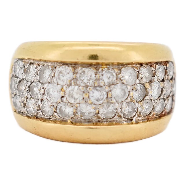 Gold and Diamond Bangle Ring, Size 7.5 For Sale