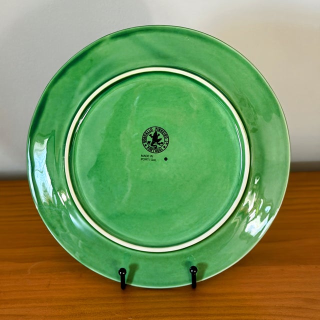 Bordallo Pinheiro Bordallo Pinheiro 'Rabbit Green' Dinner Plates | Portugal Majolica Art Pottery For Sale - Image 4 of 8