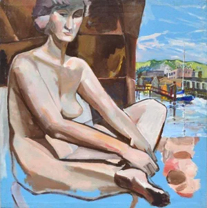 1970s "Nude Study in Sausalito" Figurative Oil Painting