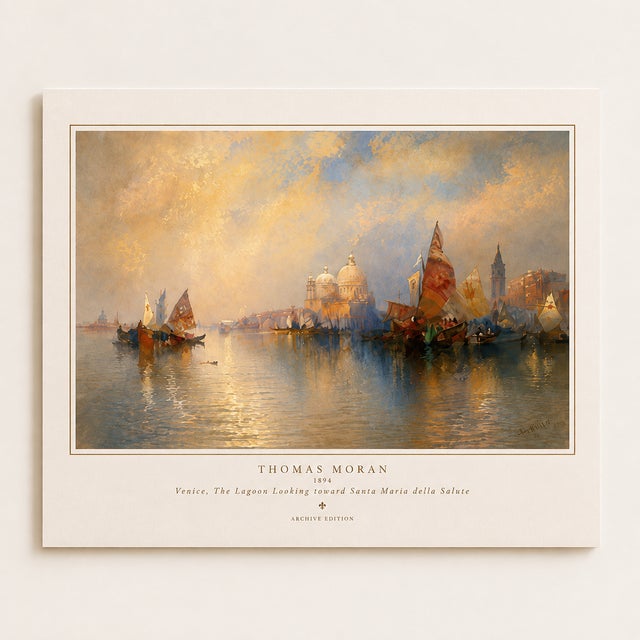 Thomas Moran 1894 Venice Fine Art Mounted Gallery Board Print - The Lagoon For Sale - Image 4 of 16