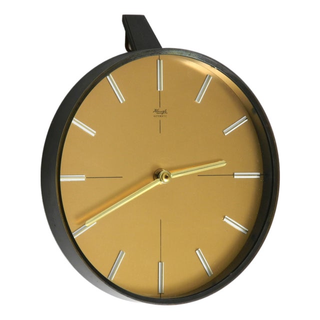 Mid-Century Modern Wall Clock in Bronze and Brass from Kienzle, 1960s For Sale
