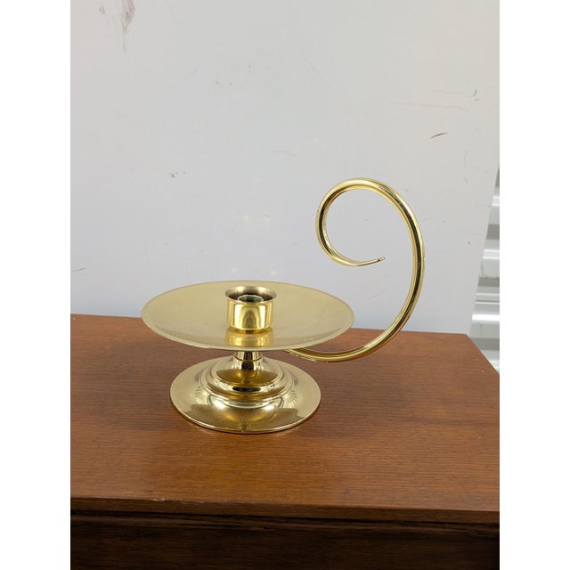 Metal Vintage Baldwin Brass Swirl-Handle Chamberstick Taper Candle Holder For Sale - Image 7 of 10
