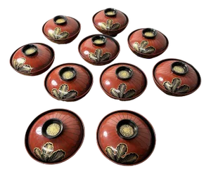 Shōwa Period Wajima-Nuri Owan Serving Bowls, Japan, 1970s, Set of 10