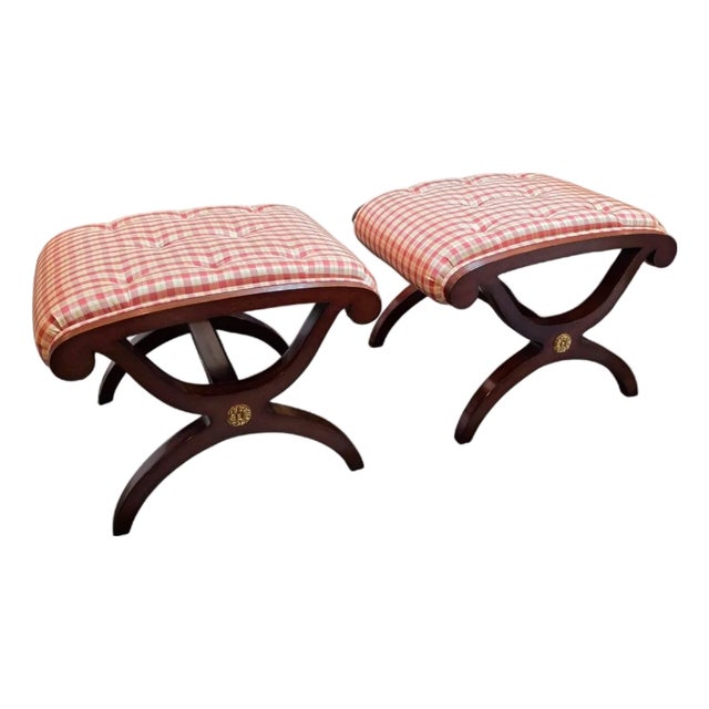 Pair of Kindel Furniture Winterthur Collection New York Ottomans For Sale