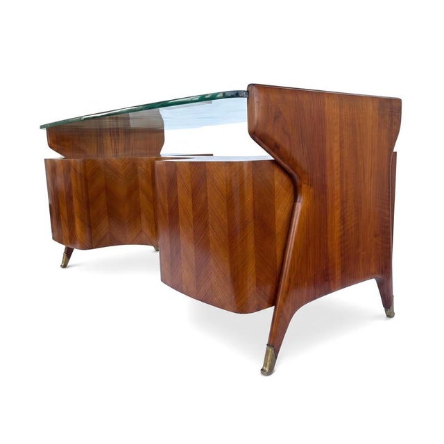 Mid-Century Wood and Brass Desk from Vittorio Dassi, Italy, 1950s For Sale - Image 4 of 9