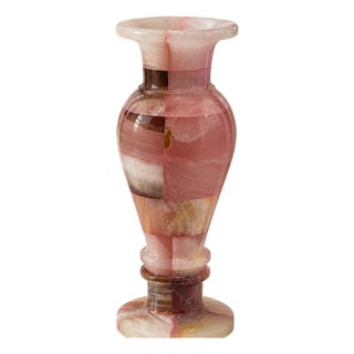 Pink Afghan Tukdi Onyx Urn Vase, Hand-Carved For Sale