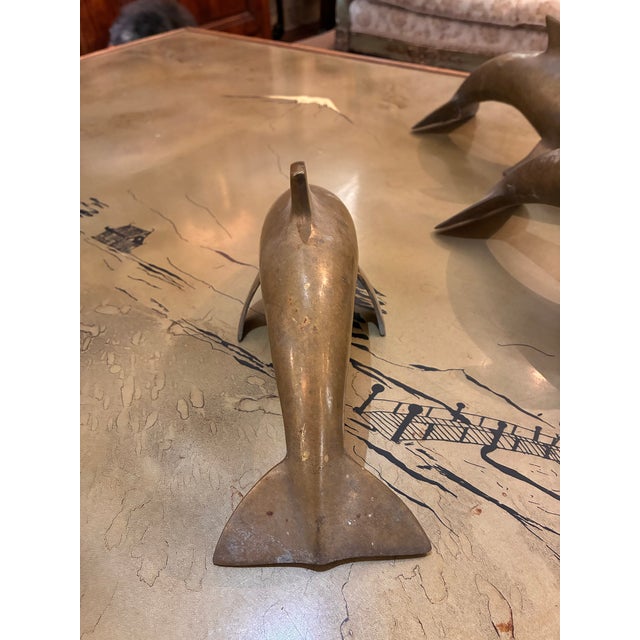 Mid-Century Modern Brass Tabletop Dolphin Pod For Sale - Image 3 of 6