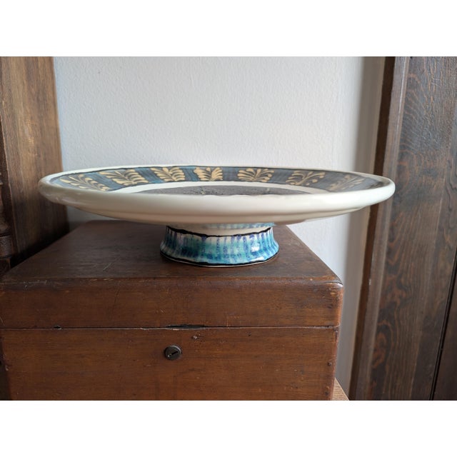 Vintage Boris Vitlin Shallow Footed Majolica Bowl/Platter ~ Ceramic, Circa 1990s For Sale - Image 13 of 14