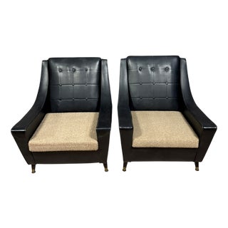 Lounge Chairs in Black Imitation Leather from Erton, 1960s, Set of 2 For Sale