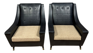 Lounge Chairs in Black Imitation Leather from Erton, 1960s, Set of 2